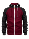 Men's Trendy Contrast Color Splicing Zipper Hoodies