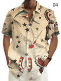 Retro Hawaiian Style Men's Nautical Elements Printed T-shirts