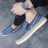 Men's Casual Lazy Slip-On Sewing Thread Fisherman Canvas Shoes