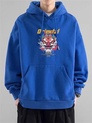 Men's Festive Oriental Loong Print Spring Autumn Hoodies