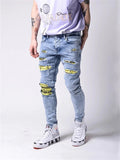 Trendy Male Stretch Embroidery Patchwork Jeans