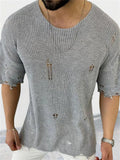 Men's Summer Round Neck Hollowed-out Pullover Knit Shirts