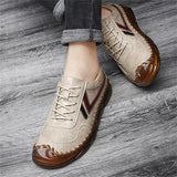 Men's Soft Sole Breathable Leather Lace Up Fashion Sneakers