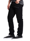 Men's Personality Leather Splicing Straight Leg Pants