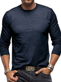 Men's Simple Crew Neck Slim Long Sleeve Bottoming Shirt