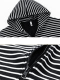 Men's Casual Zebra Stripes Plush Lining Zipper Hoodies