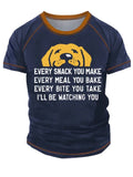 Men's Casual Style Crew Neck Short Sleeve Fit Puppy Print T-shirt