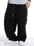 Oversized Loose Elastic Waist Work Pants With Pockets