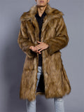 Men's Super Warm Winter Faux Fur Long Coat with Pocket