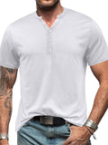 Summer Men's Short Sleeve Button Henry T-shirts