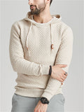 Men's Plaided Texture Knitted Long Sleeve Hoodies