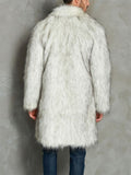 Fashion Faux Fox Fur Suit Collar Men's Mid-Length Coat