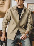 Men's Solid Color Retro Oversized Lapel Work Jacket