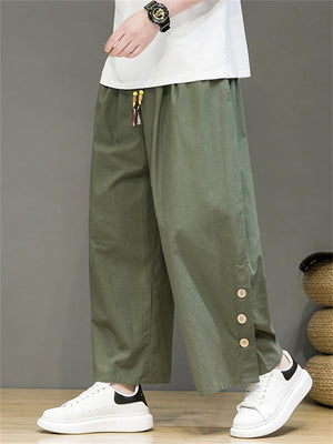 Men's Casual Drawstring Cotton Linen Street Pants