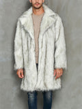 Fashion Faux Fox Fur Suit Collar Men's Mid-Length Coat