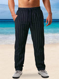 Men's Stripe Elastic Wasit Casual Beach Pants