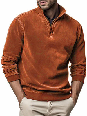 Men's Cozy Long Sleeve Stand Collar Pullover Sweatshirt