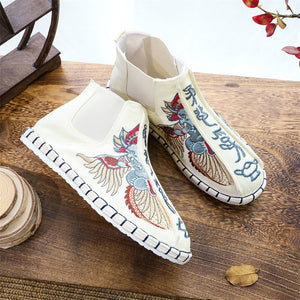 Ethnic Style Men's Round Toe Embroidered Flat Boots