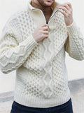 Men's High Neck Cable Knit Casual Winter Sweater