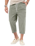 Men's Basic Straight Leg Folded Hem Cropped Trousers