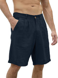 Classical Slim Fit Button Plain Shorts for Male