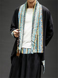 Men's Contrast Color Japanese Style Linen Tops