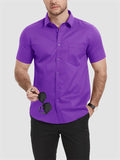 Solid Color Turn-down Collar Business Shirt for Men