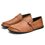 Men's Genuine Leather Buckle Non-Slip Flat Shoes