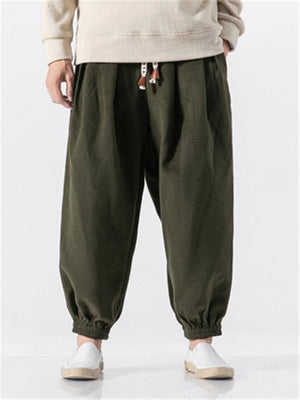 Men's Drawstring Ankle-Banded Warm Pants for Winter