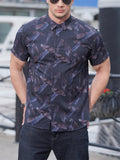 Feather & Paisley & Floral Print Holiday Short Sleeve Shirt for Men