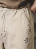 Wavy Line Embroidery Wear Resistant Straight-Leg Trousers for Men