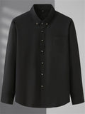 Simple Turn-Down Collar Button Up Long Sleeve Shirt for Men