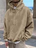 Men's Pure Color Pullover Oversized Brushed Hoodies