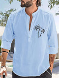 Comfy Stand Collar Coconut Palm Printed Men's Vacation Shirts