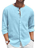 Men's Long Sleeve Button Up Casual Beach Shirts