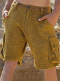 Men's Summer Multi-pocket Yellow Cargo Shorts