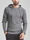 Men's Plaided Texture Knitted Long Sleeve Hoodies