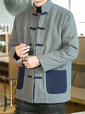 Loose Fit Tang Suit Casual Buttoned Coats for Men