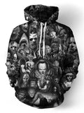 Creepy Clown & Scary Women Print Street Hoodies for Men