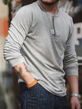 Comfortable Solid Color Workwear Henley Shirt for Men