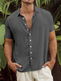 Holiday Leisure Button Up Lapel Short Sleeve Shirt for Men