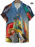 Men's Summer Street Cartoon Print Short Sleeve Shirt