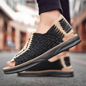 Wearable Hand-Woven Slip-On Sandals for Men