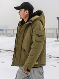 Men's Thermal Hooded Zipper Windproof Padded Coat