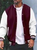 Men's Trendy Stand Collar Button Up Splicing Baseball Jacket