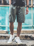 Letter Patch Streetwear Knee Length Cargo Shorts for Men