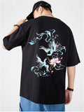 Fashion Male Cotton Casual Half Sleeve Shirts With Phoenix Embroidery