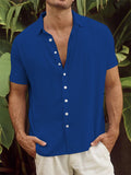 Holiday Leisure Button Up Lapel Short Sleeve Shirt for Men