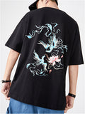 Fashion Male Cotton Casual Half Sleeve Shirts With Phoenix Embroidery