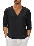 Men's Vacation V Neck Long Sleeve Loose Linen Blend Shirt